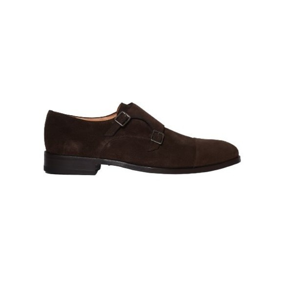 Sutoris Double Buckle Shoe Made Of Dark Brown Suede - NWT